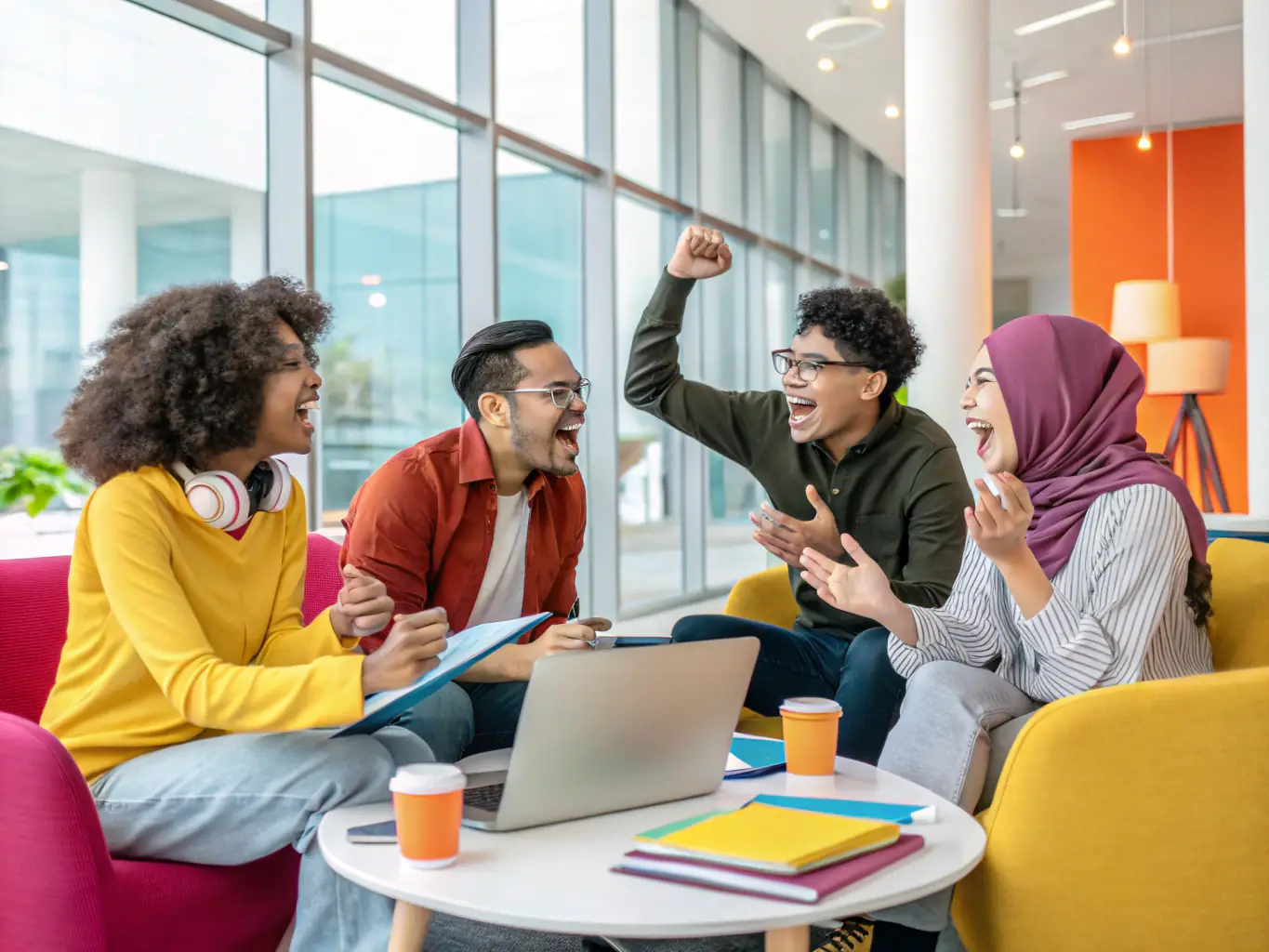 A group of professionals participating in a career development workshop, actively engaging in discussions and activities focused on career growth hacks and mindset development, in a collaborative and interactive environment.